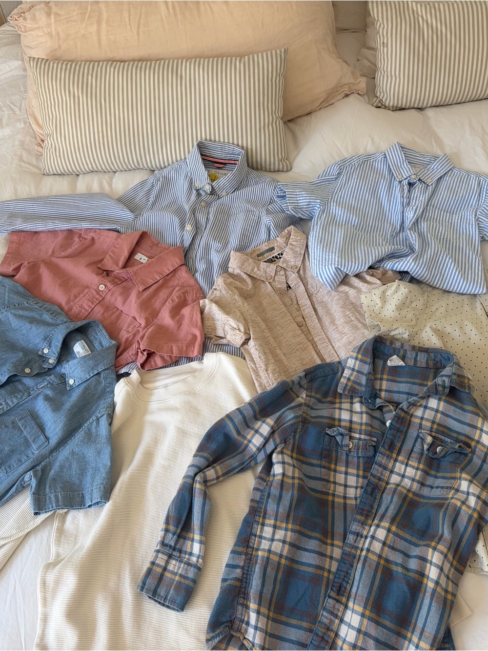 Mini Boden Boys & Girls Button-Downs - Blue, Pink, Cream, Tan